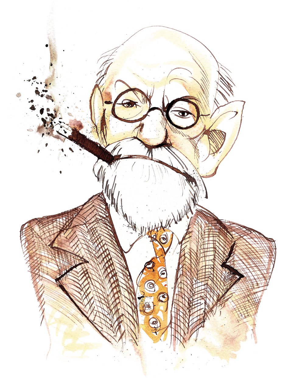 Sigmund Freud østerriksk nevrolog og psykoterapeut av tsjekkisk fødsel (1856-1939); karikatur av Neale Osborne