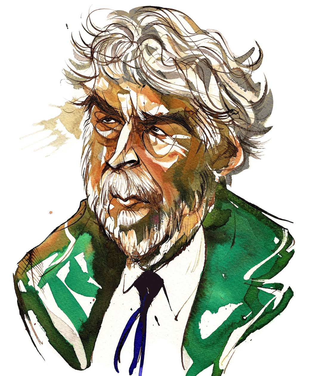 Sir Harrison Birtwistle - fargekarikatur av Neale Osborne