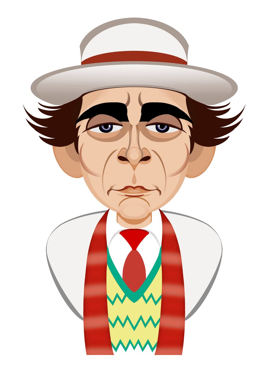 Sylvester McCoy som Doctor Who - karikatur av Neale Osborne