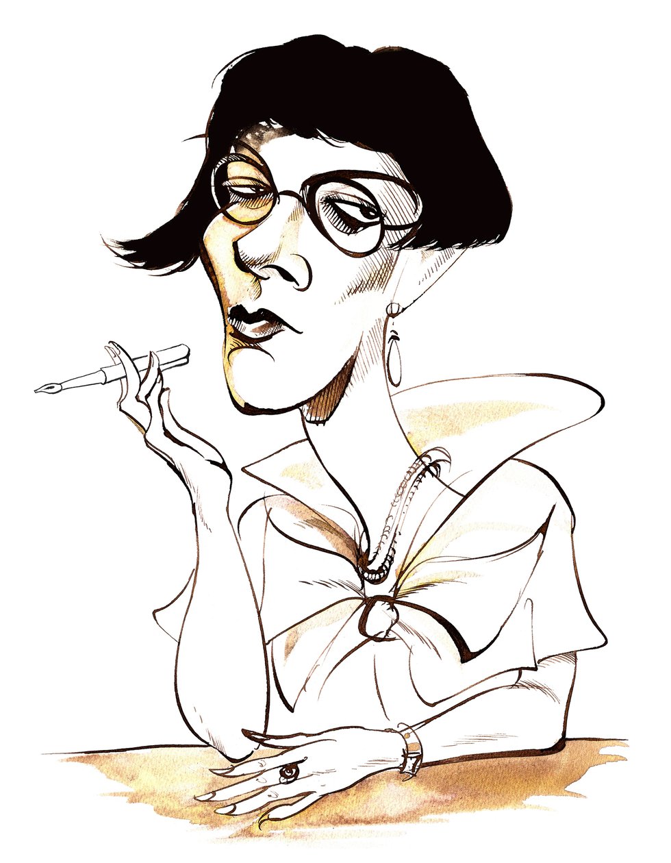 Sylvia Townsend Warner - karikaturholdepenn av Neale Osborne