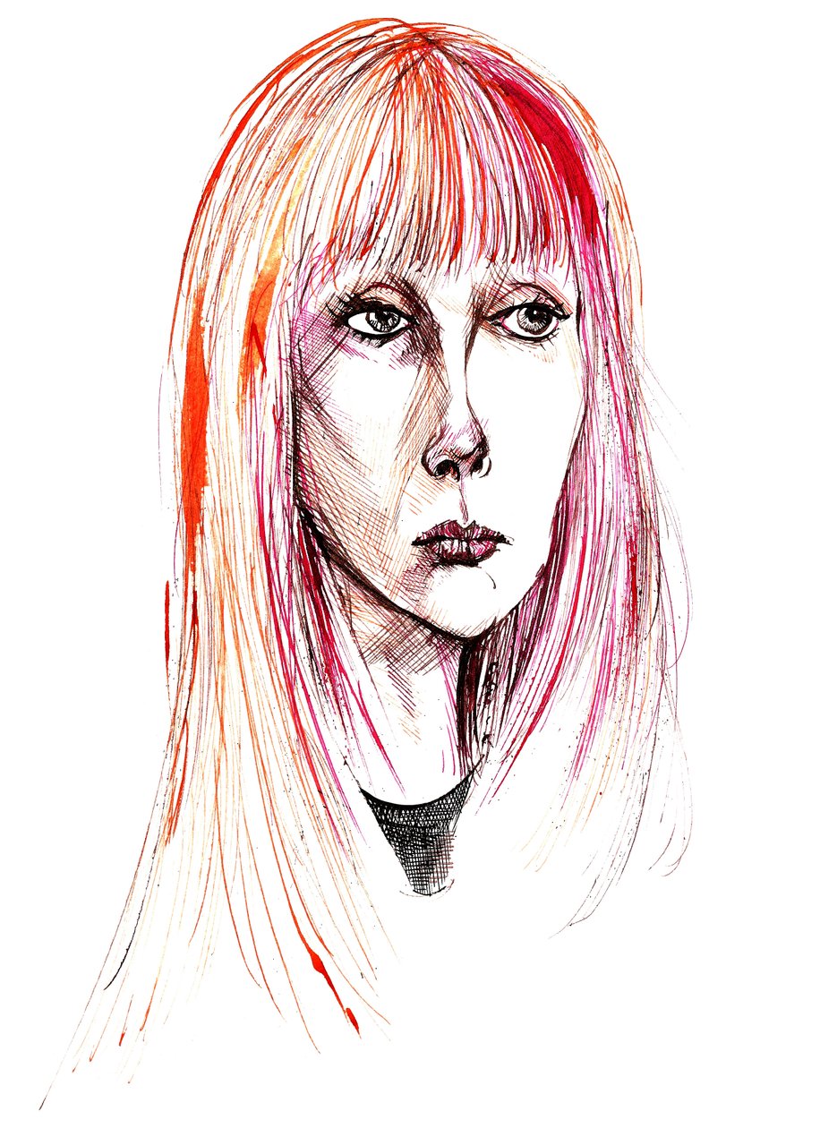 Sylvie Guillem - portrett med blekk i farger av Neale Osborne