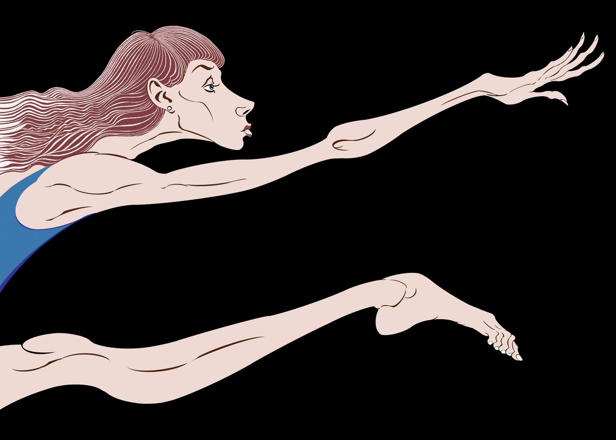 Sylvie Guillem, fransk ballerina, fargeversjon av bw-filbilde, 2006 av Neale Osborne