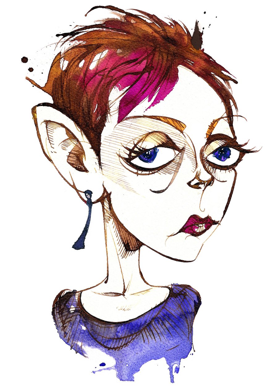 Tansy Davies, engelsk komponist (født 1973); karikatur av Neale Osborne