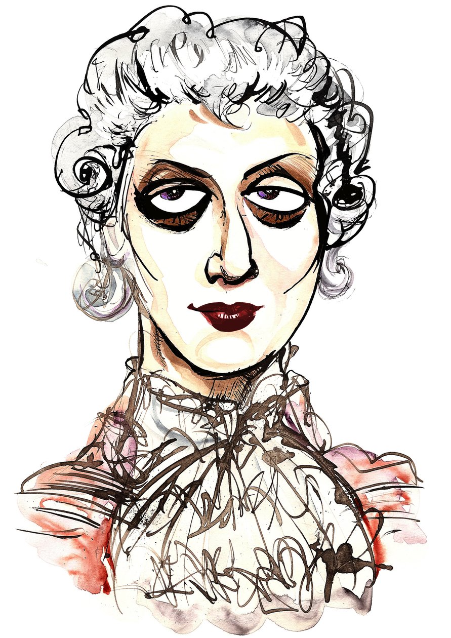 Tatiana Troyanos - fargekarikatur som Octavian fra operaen Der Rosenkavalier fra 1911 av Richard Strauss (tysk komponist, 1864-1949); libretto av Hugo von Hofmannsthal (østerriksk forfatter og dramatiker av Neale Osborne