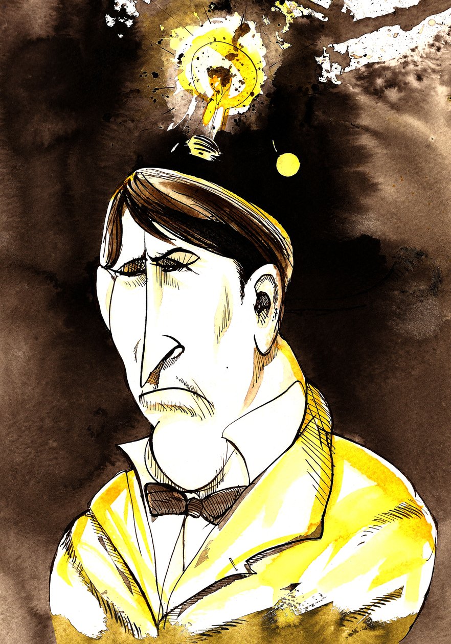Thomas Edison - karikatur av amerikansk oppfinner og fysiker, 1847-1931 av Neale Osborne