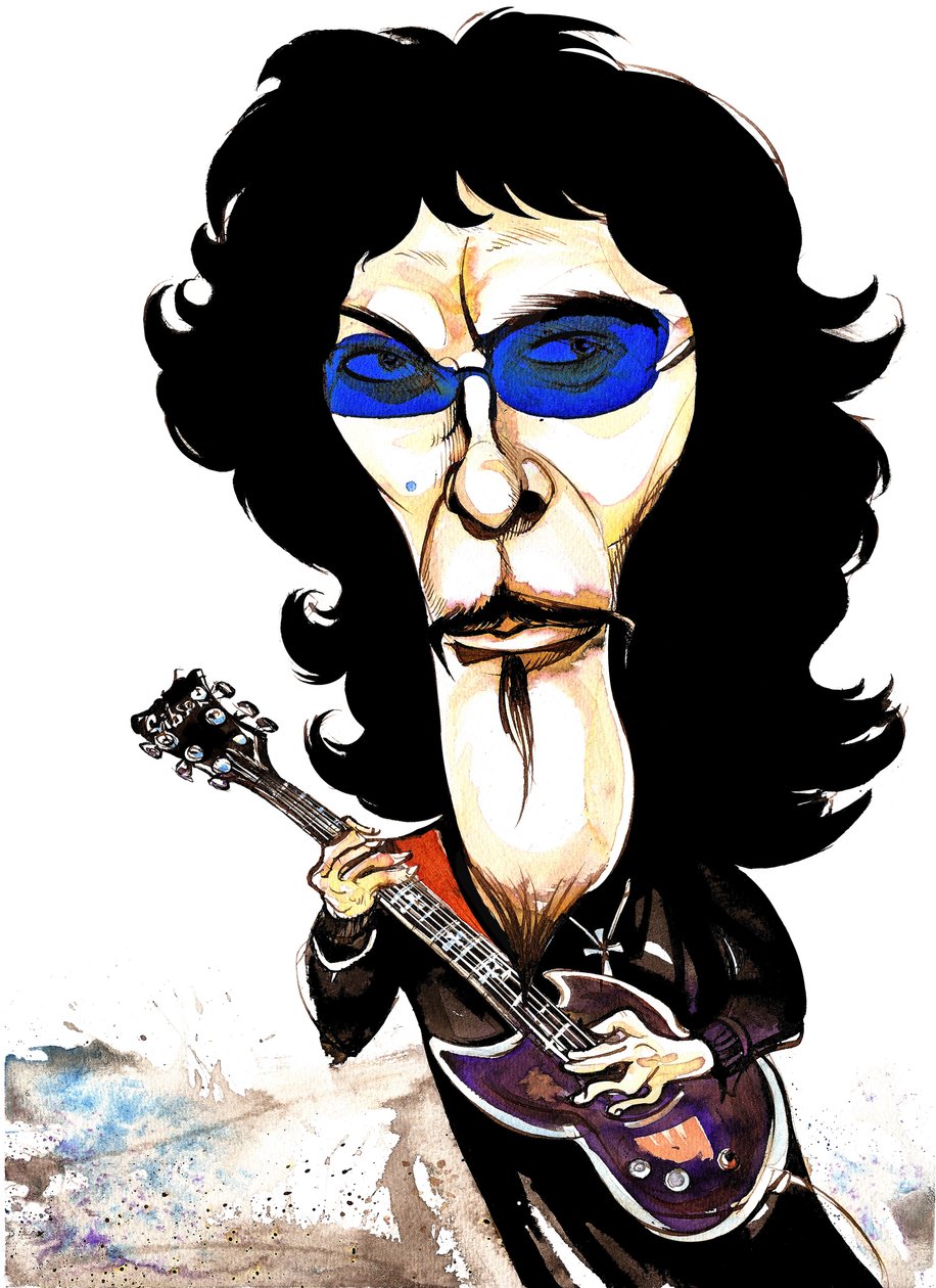 Tommy Iommi - karikatur av Neale Osborne