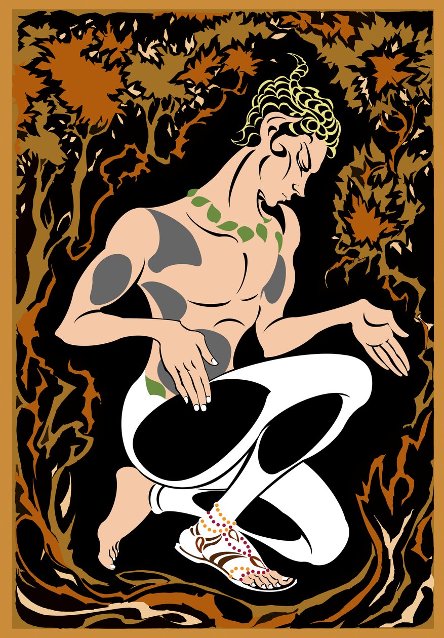 Vaslav Nijinsky, som faunen i LApres-midi dun faune av Debussy, russisk danser og koreograf (1890-1950), fargeplakatversjon av ovenfor, 2004 av Neale Osborne av Neale Osborne