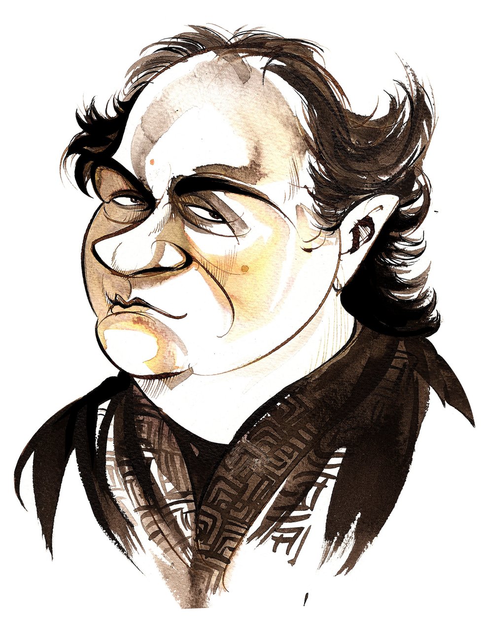 Wolfgang Rihm - fargekarikatur av Neale Osborne