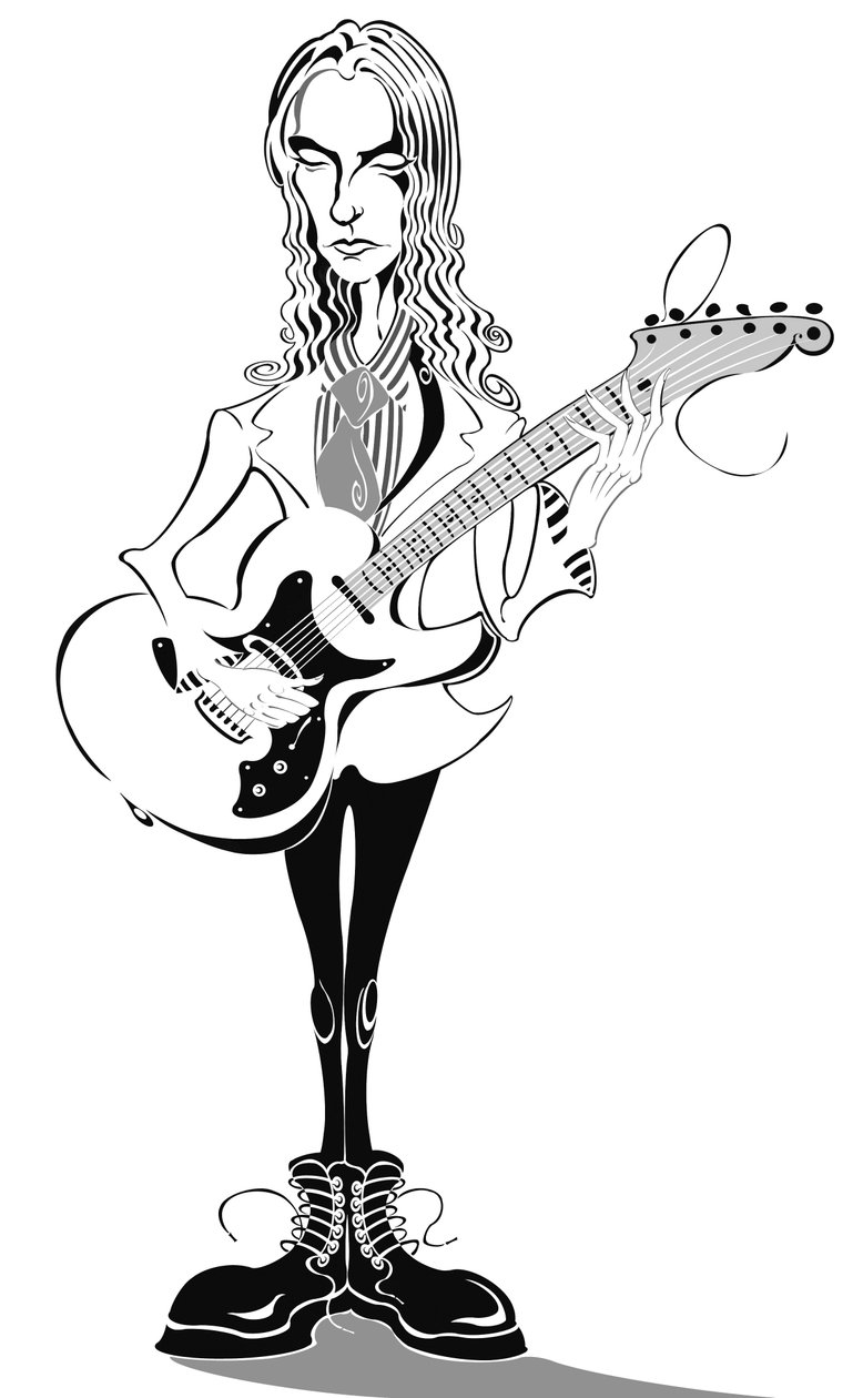 Aimee Mann - karikatur - amerikansk singer-songwriter og bassist, født 1960 av Neale Osborne