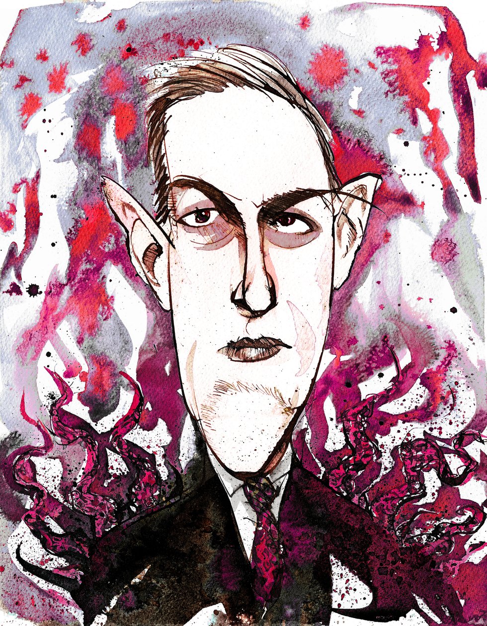 Den amerikanske skrekk- og science fiction-forfatteren Howard Phillips Lovecraft (1890-1937); karikatur av Neale Osborne