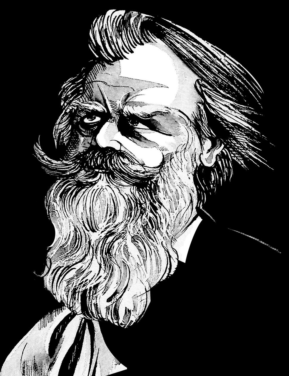 Johannes Brahms, tysk komponist (1833-97), gråtonet akvarellkarikatur av Neale Osborne