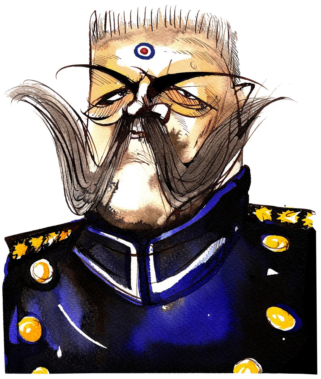 Paul von Hindenburg -polskfødt, tysk general og president (1847-1934); fargekarikatur av Neale Osborne