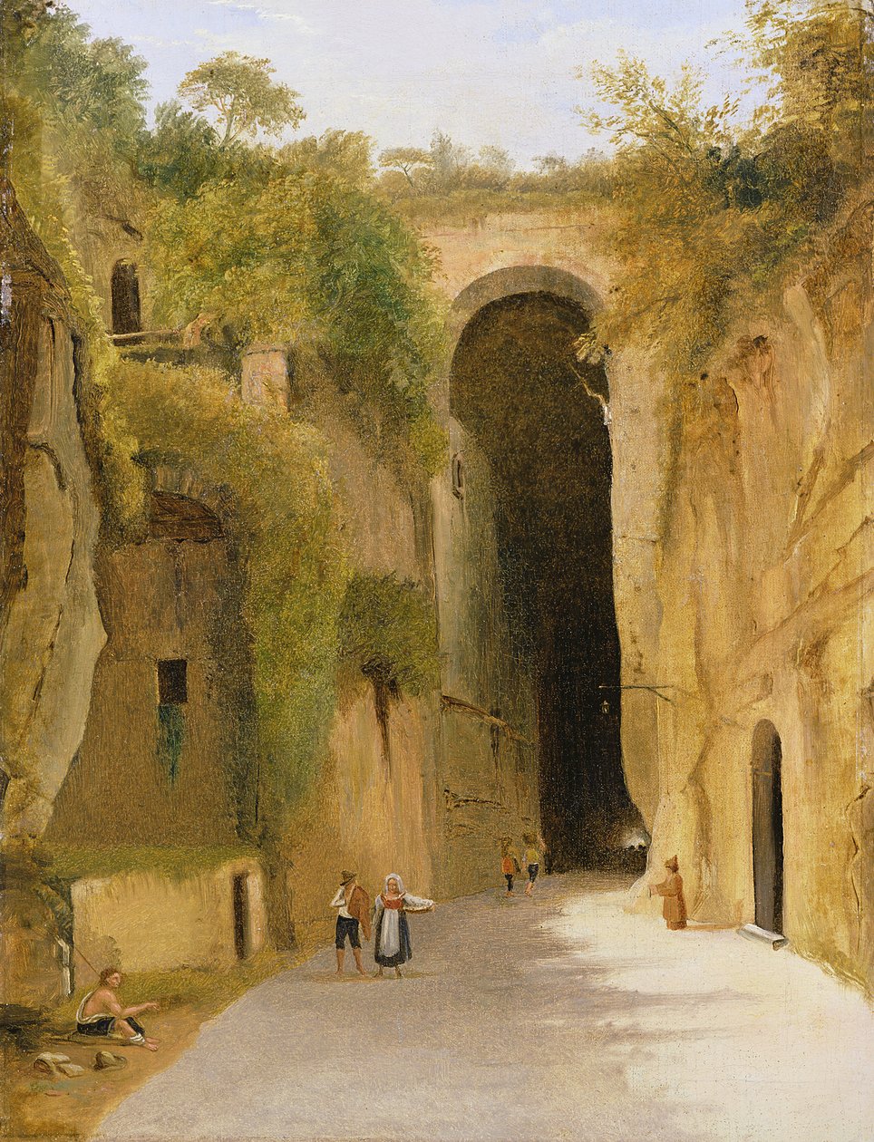 Crypta Napoletana, under Posillipo-høyden, Napoli, ca. 1840 av Neapolitan School