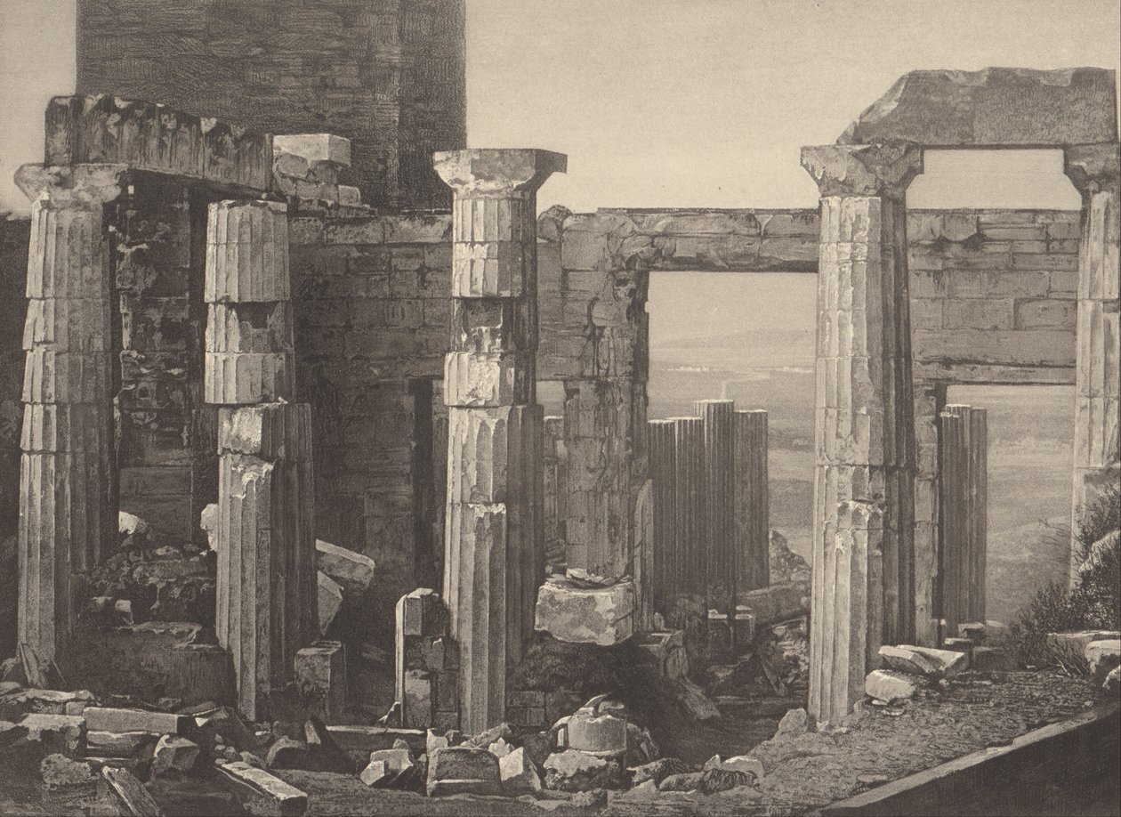 Hellas. Propyleerne i Athen. av Nöel Marie Paymal Lerebours