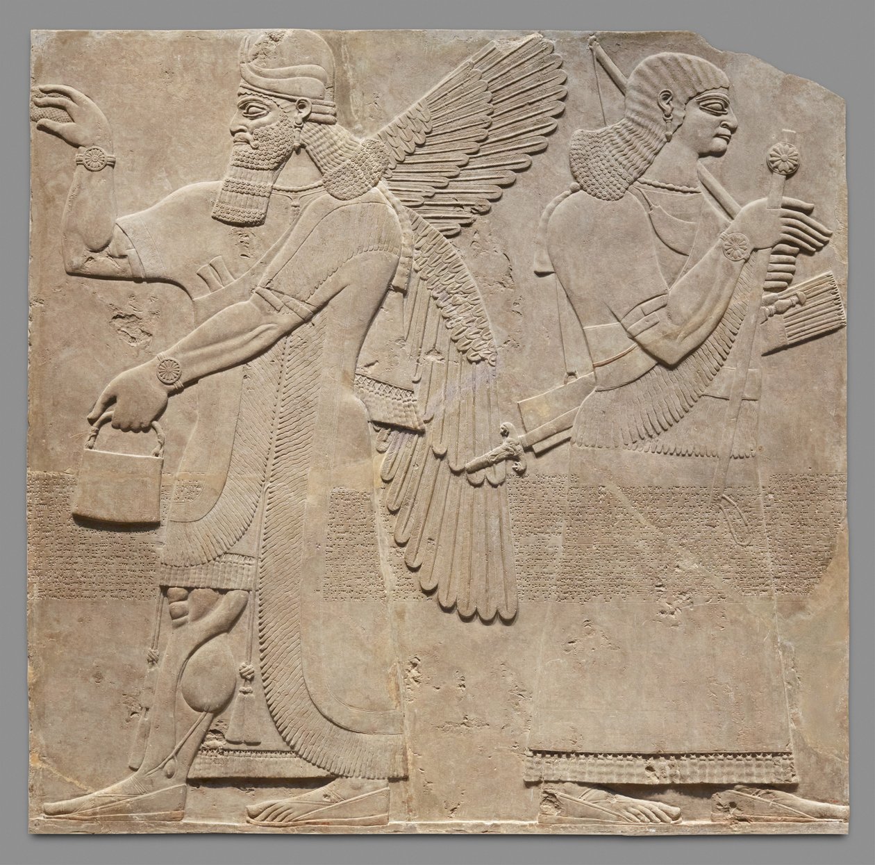 Relieffpanel av verge og evnukk, ca. 883-59 f.Kr. (gipsalabast) av Neo Assyrian