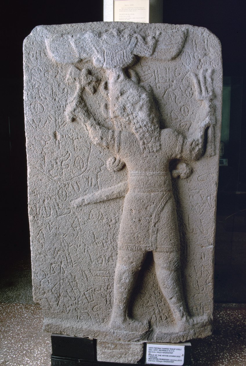 Stele of the Storm God Teshub, fra Korkun, Tyrkia (basalt) av Neo Hittite