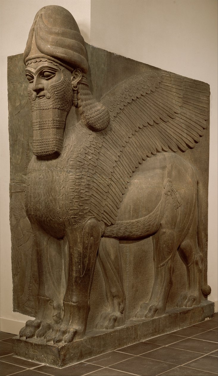 Bevinget løve med menneskehode (lamassu), ca. 883–859 f.Kr. (gipsalabast) av Neo Assyrian