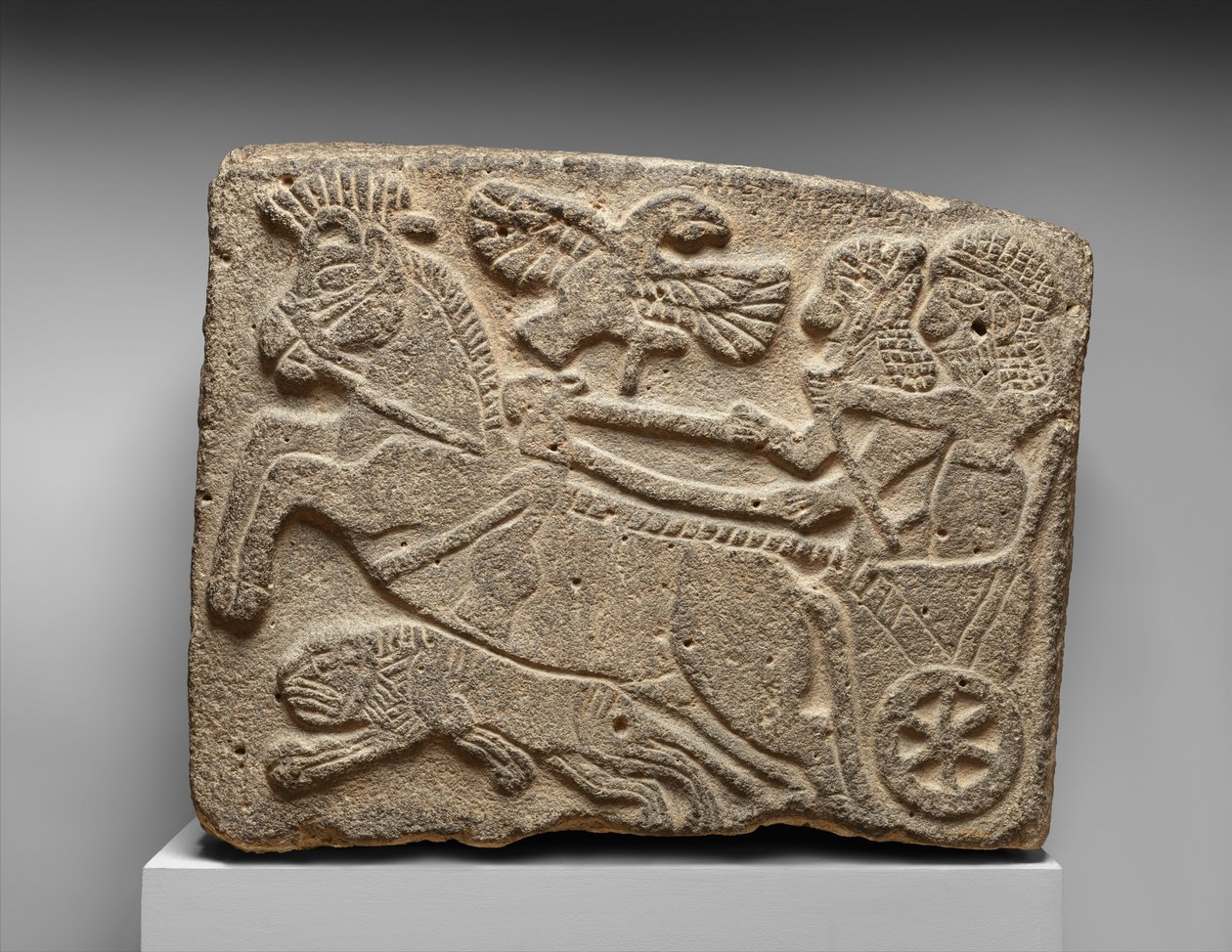 Ortostat-relieff: løvejaktscene, ca. 900-tallet f.Kr. (malt basalt) av Neo Hittite Neo Hittite