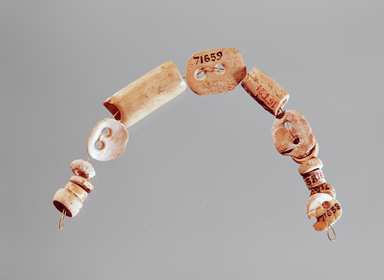 Halskjede eller armbånd, Seine-Oise-Marne Culture, 2800-2000 f.Kr. (bein og kalkstein) av Neolithic