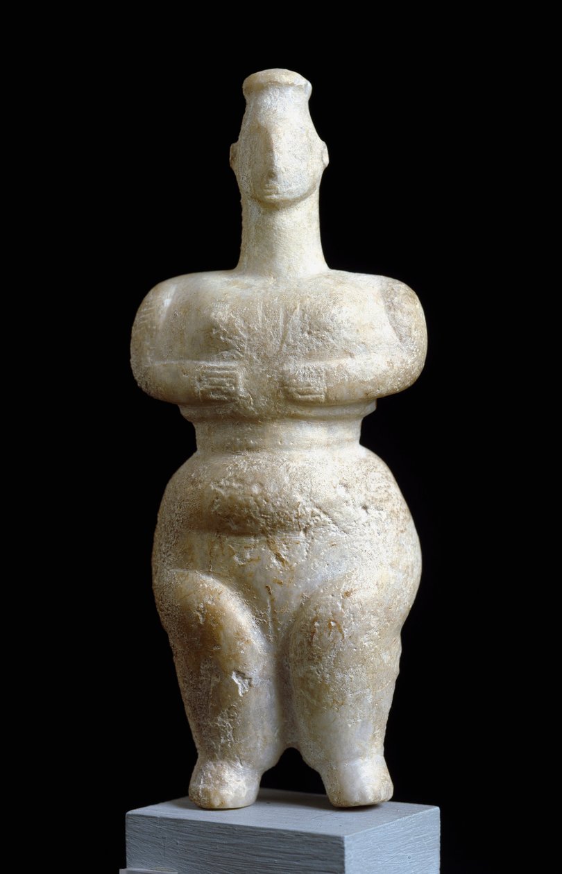 Gresk kunst: "" kvinnestatuett av Sparta""" Marmorskulptur. Athen, Nasjonalt arkeologisk museum - Kvinnelig idol fra Sparta - Marmorskulptur, neolittisk periode, 6000-5000 f.Kr. - Nasjonalt arkeologisk museum, Athen, Hellas av Neolithic Neolithic