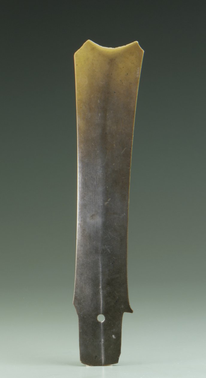 Gaffelmeisel (zhang), Qijia-kultur, ca. 2500-2000 f.Kr. (jade) av Neolithic Period Chinese School