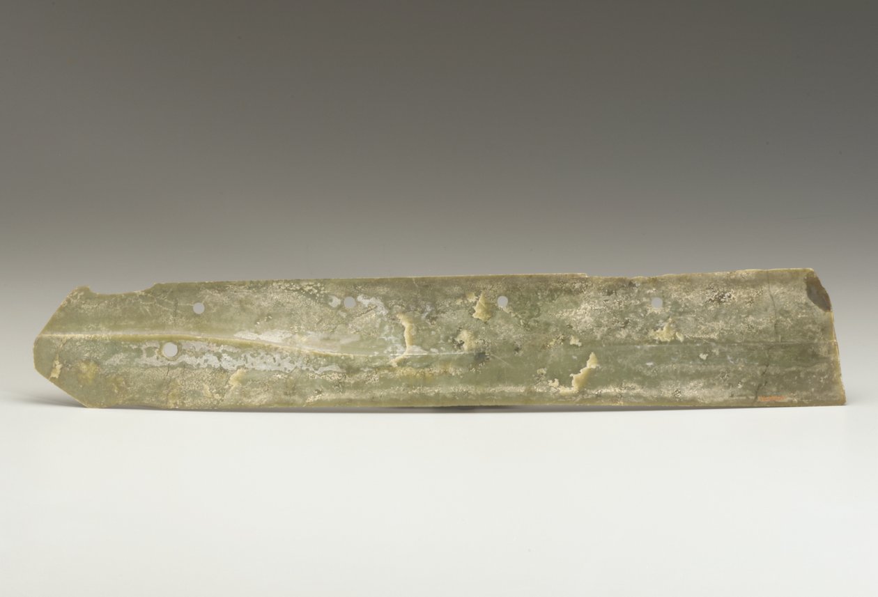 Høstekniv (hu), Qijia-kultur, ca. 2500–2000 f.Kr. (jade) av Neolithic Period Chinese School