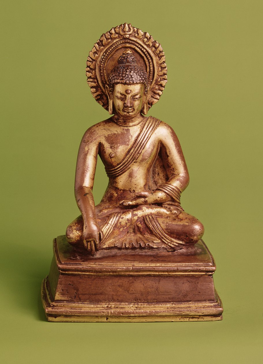 Sittende Buddha (forgylt bronse) av Nepalese School