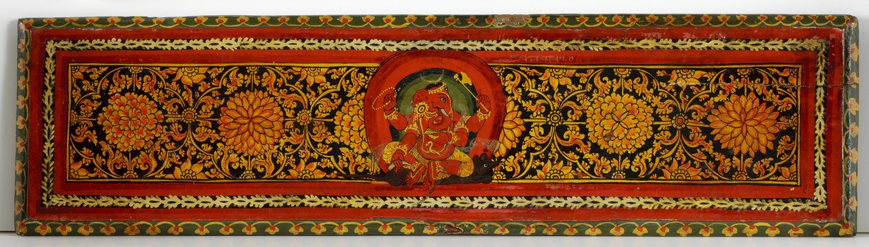 Bokomslag fra et Shaiva-manuskript (ugjennomsiktig wc på tre) av Nepalese School