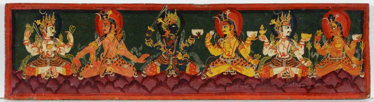 Bokomslag fra et Shaiva-manuskript (ugjennomsiktig wc på tre) av Nepalese School