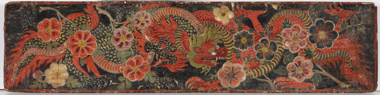Buddhistisk manuskriptomslag, 1659 (ugjennomsiktig wc på tre) av Nepalese School