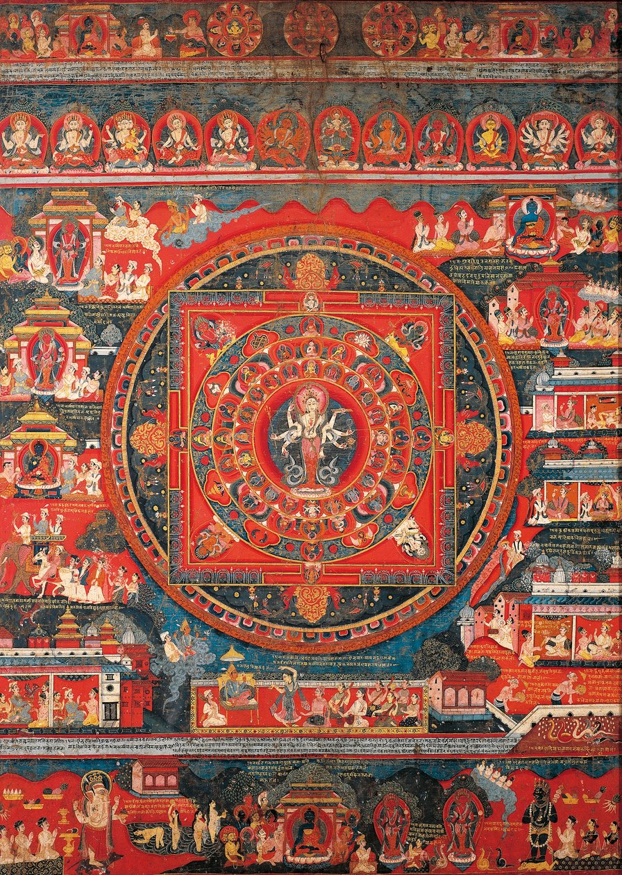 Mandala av Amoghapasa av Nepalese School