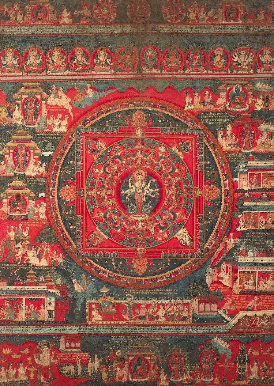 Mandala av Amoghapasa av Nepalese School
