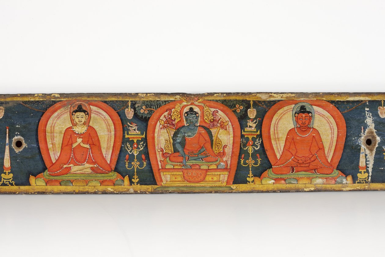 Manuskript av The Five Protections, forside, 1138 (ugjennomsiktig wc og blekk på tre) av Nepalese School