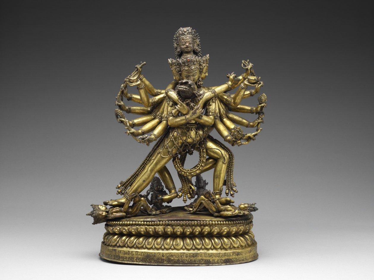 Shastradhara (våpenbærende) Hevajra, ca. 1531 (forgylt kobber og pigment) av Nepalese School