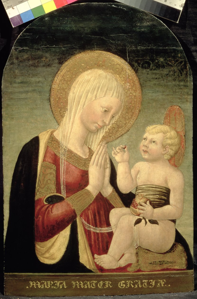 Madonna og barn med granateple (tempera på panel) av Neri di Bicci