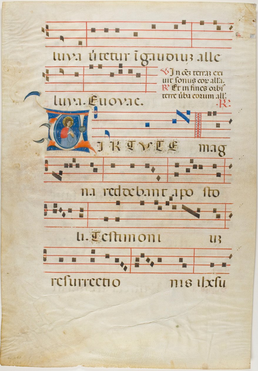 Martyrhelgen i en historisk initial "V" fra et antifonarium av Neri da Rimini