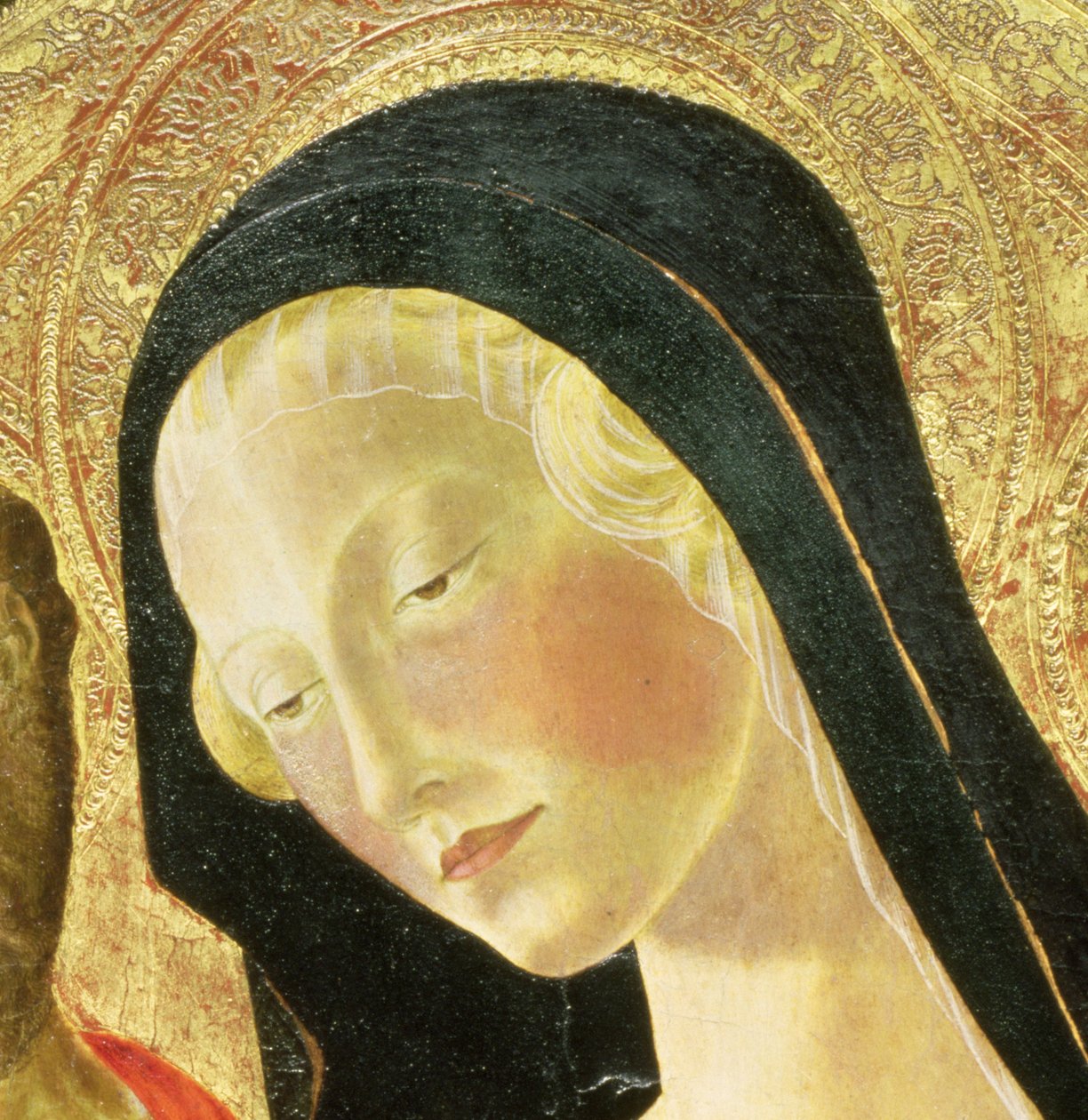 Madonna and Child (tempera på panel) (detalj av 9306) av Neroccio di Landi