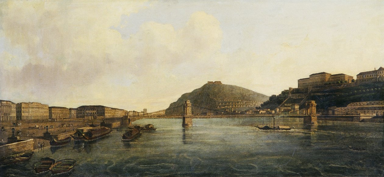 Utsikt over Budapest av Leopold Blonder