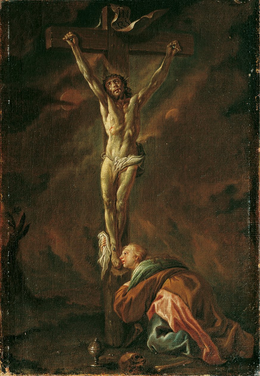 Kristus på korset med Maria Magdalena av Leopold Blonder