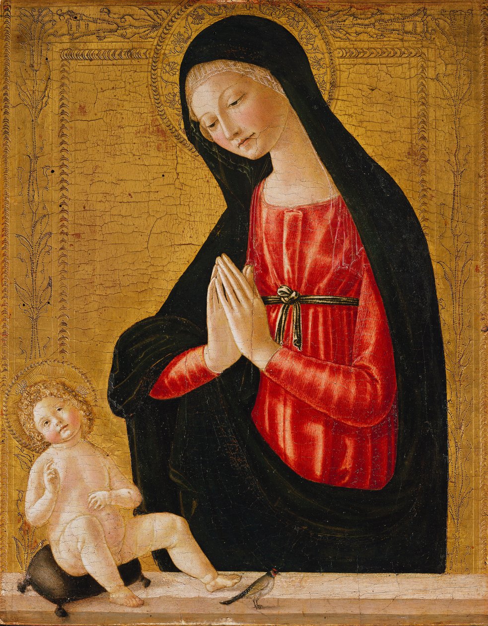 Madonnaen som forguder barnet av Neroccio di Landi