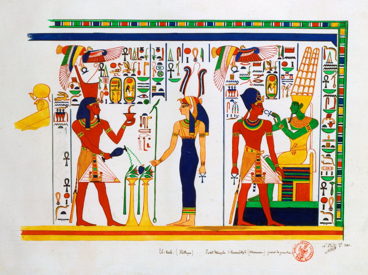 Veggmaleri fra El-Kab, Egypt, 1841 av Nestor l