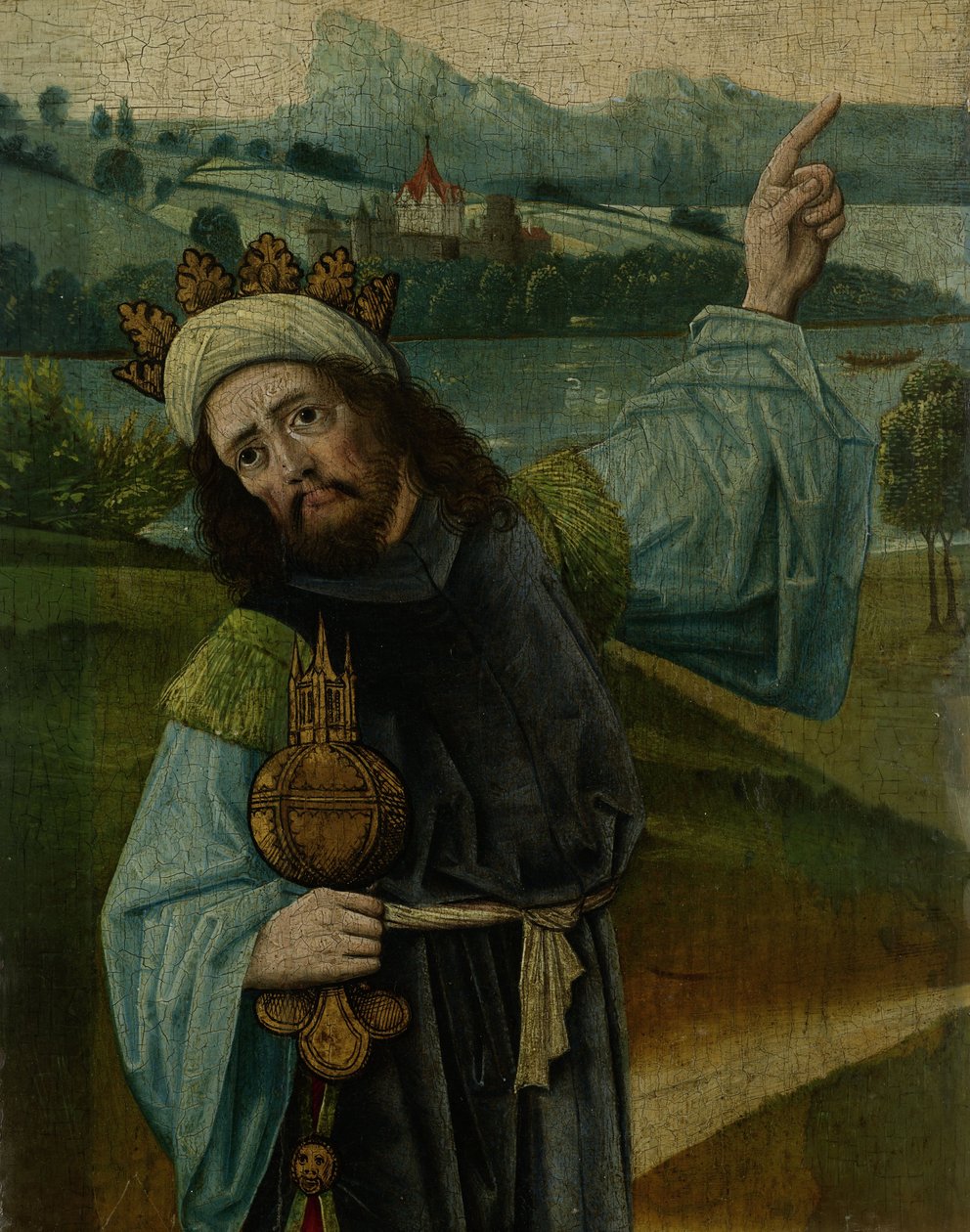 Kong Melchior, en av de tre magiene, Peker på stjernen, ca. 1480-90 av Netherlandish School