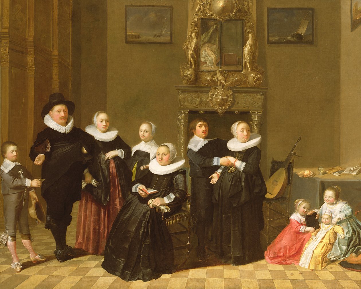 Familien til en Stadhouder i et elegant interiør, 1635 av Netherlandish School