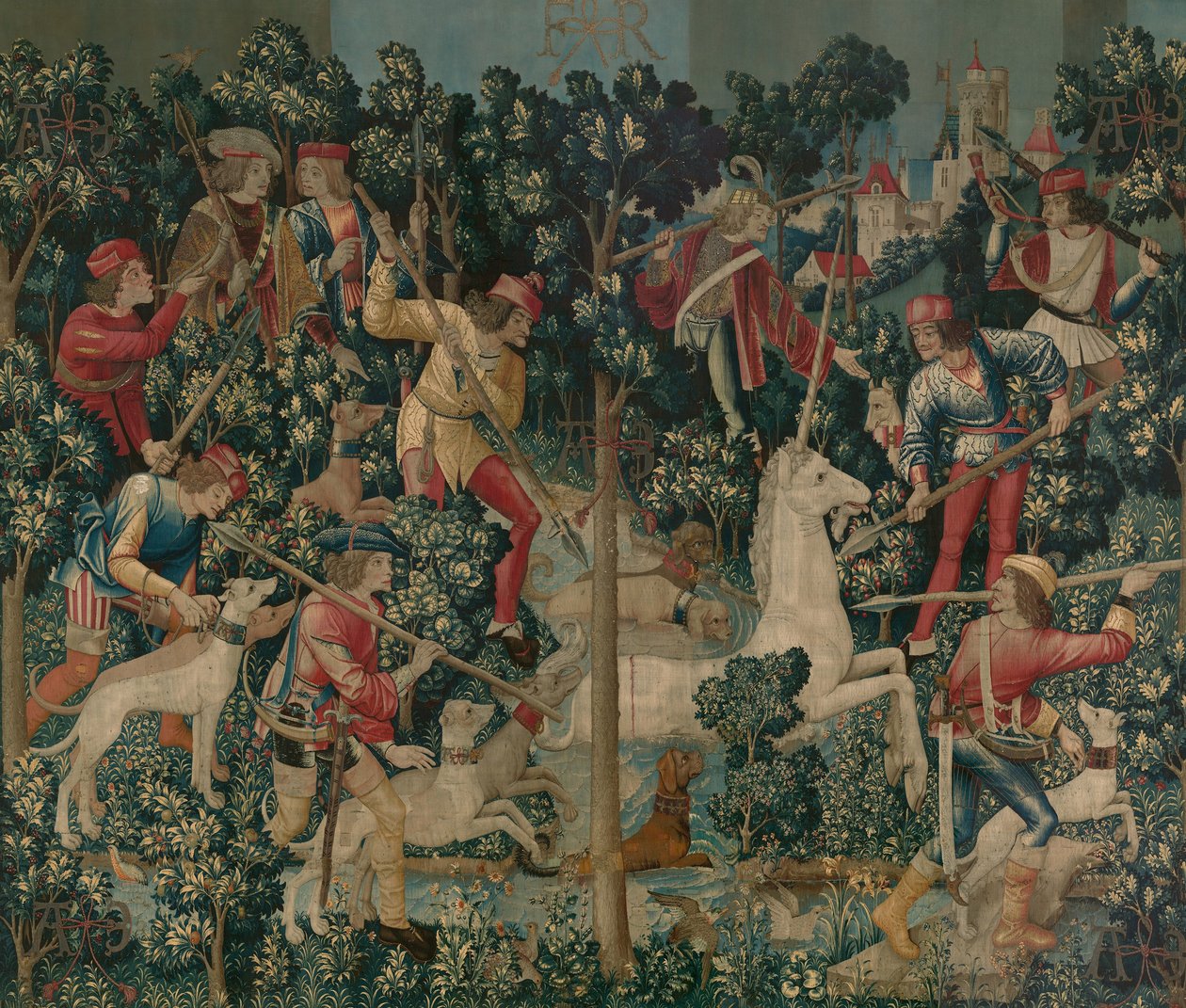 Enhjørningen blir angrepet, ca. 1500 av Netherlandish School