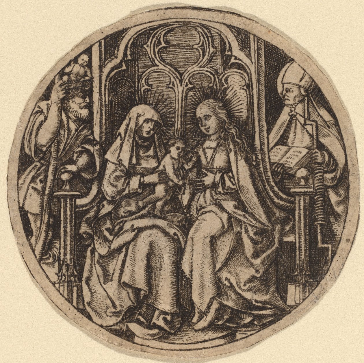 Madonna og barn med de hellige Christopher og Erasmus av Netherlandish 15th Century