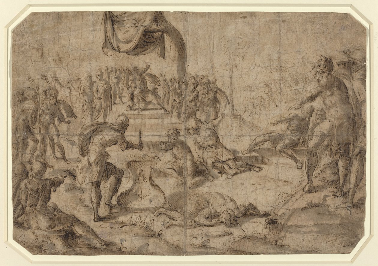 Offerscene (Gaius Mucius Scaevola?) av Netherlandish 16th Century