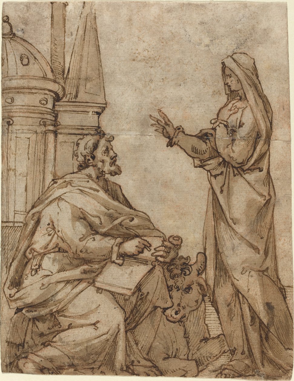 Saint Luke av Netherlandish 16th Century