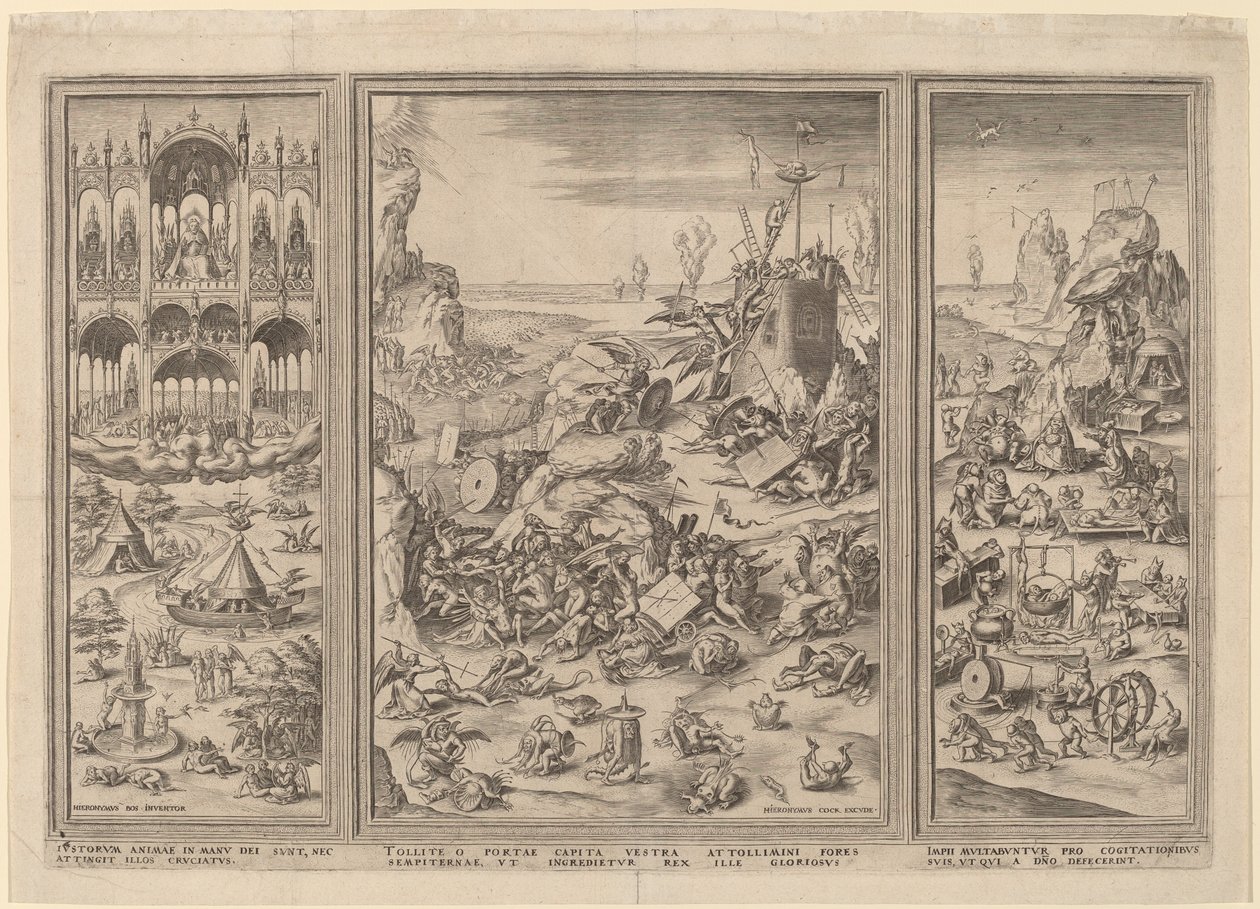 Triptykonen The Last Judgment av Netherlandish 16th Century after Hieronymus Bosch, Hieronymus Cock