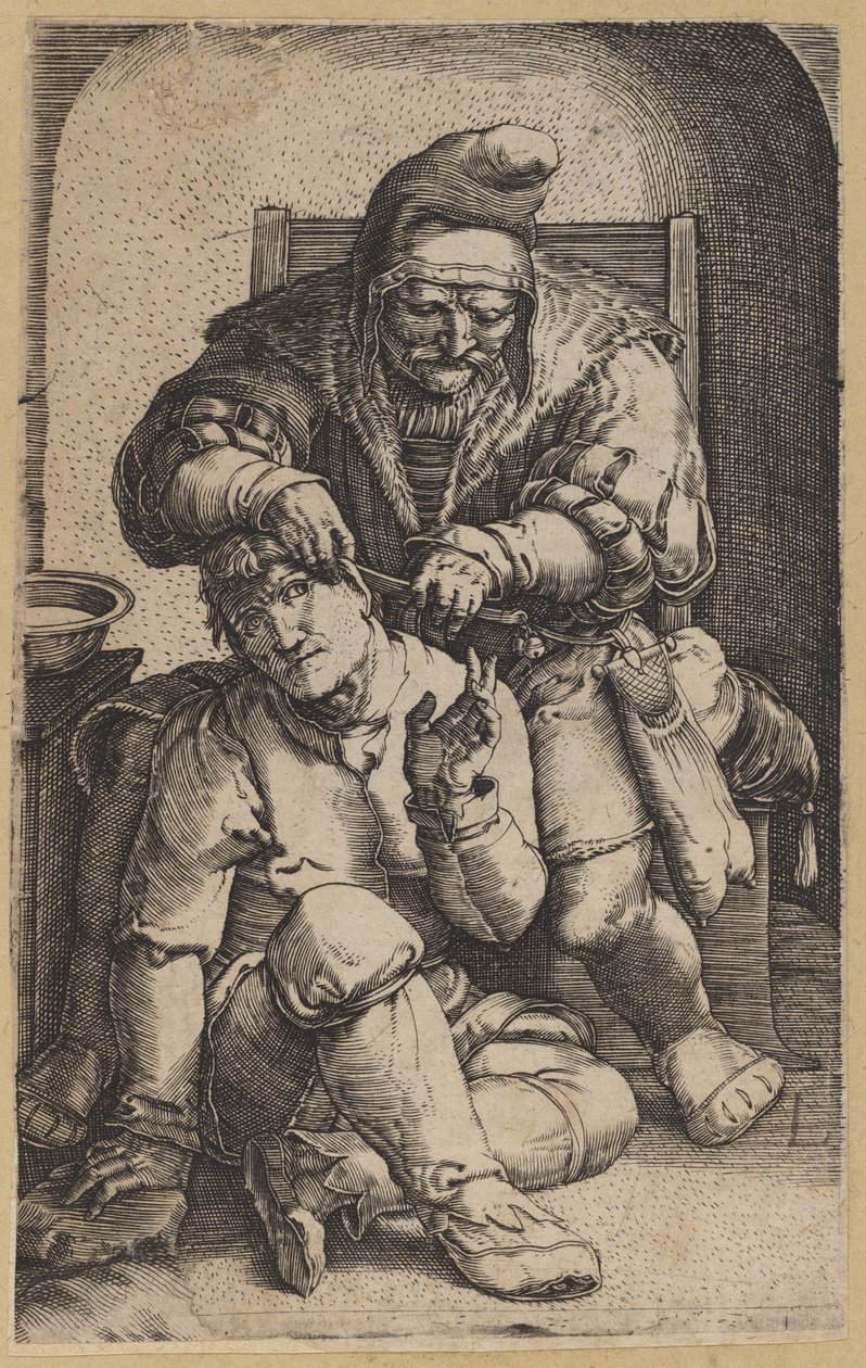 Kirurgen [omvendt kopi] av Netherlandish 16th Century, after Lucas van Leyden