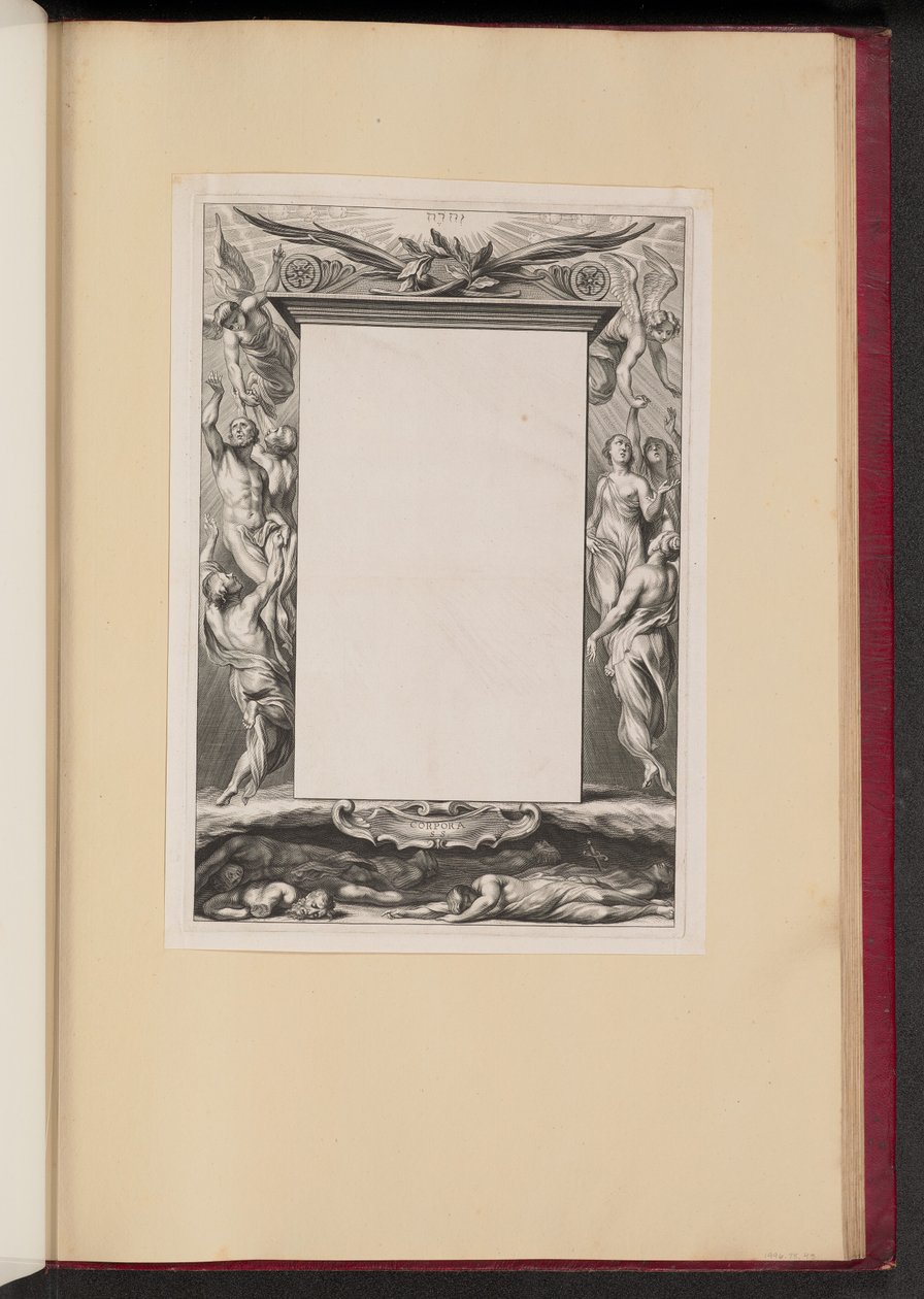 Grenseillustrasjon med himmel og helvete "Corpora S.S." av Netherlandish 17th Century